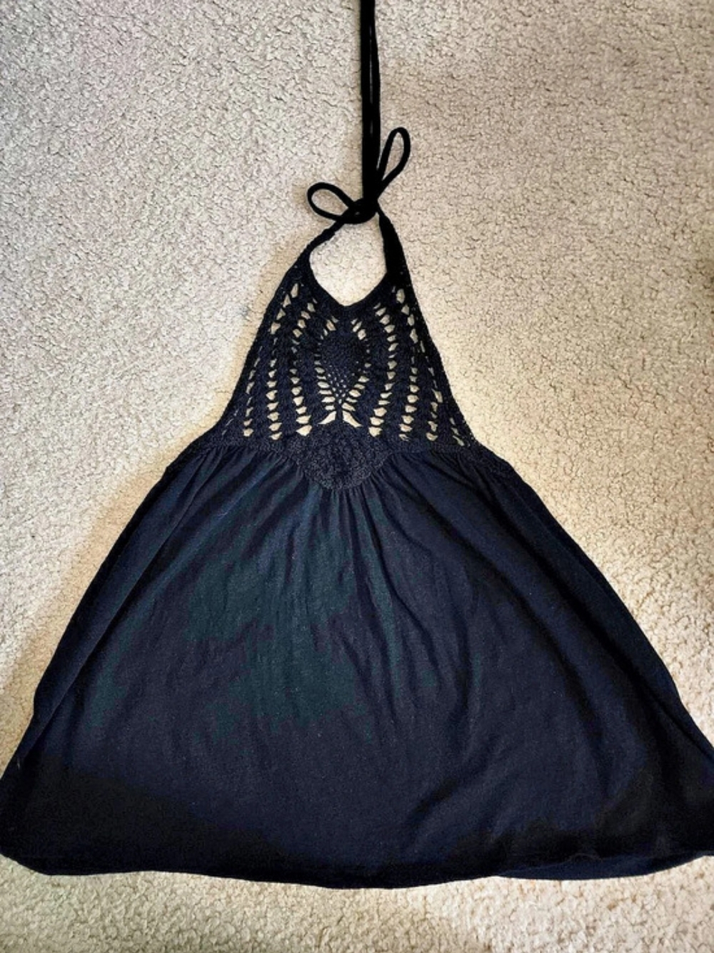 American Eagle Black Crochet Halter Tank Size Medium